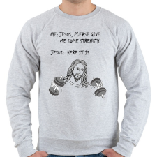 PRINTFASHION Jézus, kérlek adj nekem erőt - Férfi pulóver - Sport szürke férfi pulóver, kardigán