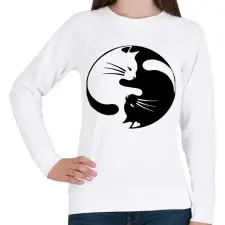 PRINTFASHION Jin jang cicák  - Női pulóver - Fehér női pulóver, kardigán