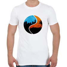 PRINTFASHION Jingjang city and beach - Férfi póló - Fehér férfi póló