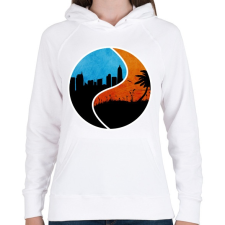 PRINTFASHION Jingjang city and beach - Női kapucnis pulóver - Fehér női pulóver, kardigán