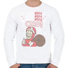 PRINTFASHION Jingle bell Bella Ciao - Férfi pulóver - Fehér férfi pulóver, kardigán