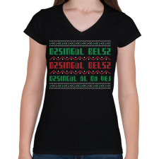 PRINTFASHION JINGLE BELLS 2 - Női V-nyakú póló - Fekete női póló
