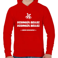 PRINTFASHION JINGLE BELLS - Férfi kapucnis pulóver - Piros