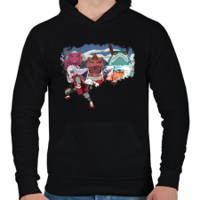 PRINTFASHION Jirayia - Férfi kapucnis pulóver - Fekete férfi pulóver, kardigán