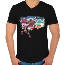 PRINTFASHION Jirayia - Férfi V-nyakú póló - Fekete férfi póló