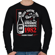 PRINTFASHION Jó bor palackozva - Évszámmal (fehér) - Férfi pulóver - Fekete