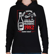 PRINTFASHION Jó bor palackozva - Évszámmal (fehér) - Női kapucnis pulóver - Fekete női pulóver, kardigán