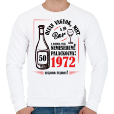PRINTFASHION Jó bor palackozva - Évszámmal (fekete) - Férfi pulóver - Fehér