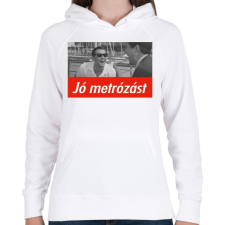 PRINTFASHION Jó metrózást - Női kapucnis pulóver - Fehér női pulóver, kardigán