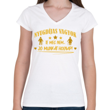 PRINTFASHION Jó munkát holnap! - Női V-nyakú póló - Fehér női póló