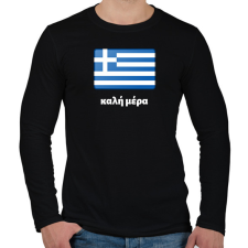 PRINTFASHION Jó napot Görögül - Férfi hosszú ujjú póló - Fekete férfi póló