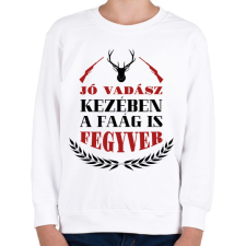 PRINTFASHION Jó vadász kezében - Gyerek pulóver - Fehér gyerek pulóver, kardigán