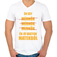 PRINTFASHION Jó vagyok matekból - Férfi V-nyakú póló - Fehér férfi póló
