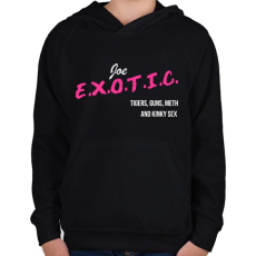 PRINTFASHION Joe Exotic - Gyerek kapucnis pulóver - Fekete