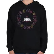 PRINTFASHION Jóga - Gyerek kapucnis pulóver - Fekete gyerek pulóver, kardigán