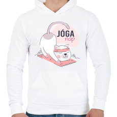 PRINTFASHION Jóga nap - Férfi kapucnis pulóver - Fehér