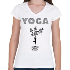 PRINTFASHION Jóga - Női V-nyakú póló - Fehér
