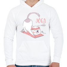PRINTFASHION Jóga örökké - Cicás - Férfi kapucnis pulóver - Fehér férfi pulóver, kardigán