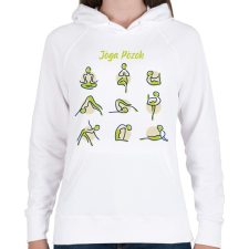 PRINTFASHION Jóga pózok - Női kapucnis pulóver - Fehér női pulóver, kardigán