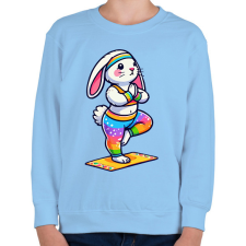 PRINTFASHION Jógázó nyuszi - Gyerek pulóver - Világoskék gyerek pulóver, kardigán