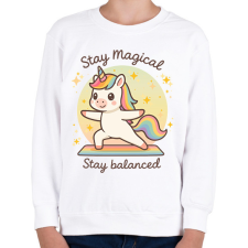 PRINTFASHION Jógázó unikornis - Gyerek pulóver - Fehér gyerek pulóver, kardigán