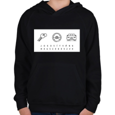 PRINTFASHION Jogosítvány megszerezve - Gyerek kapucnis pulóver - Fekete