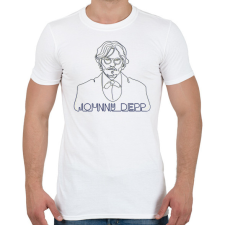 PRINTFASHION Johhny Depp - Vonalas - Férfi póló - Fehér férfi póló