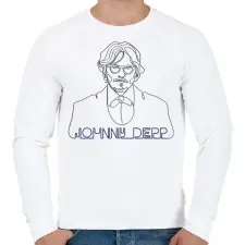 PRINTFASHION Johhny Depp - Vonalas - Férfi pulóver - Fehér férfi pulóver, kardigán