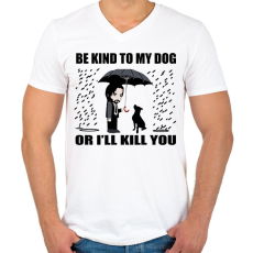 PRINTFASHION John Wick dog - Férfi V-nyakú póló - Fehér