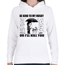 PRINTFASHION John Wick Husky  - Női kapucnis pulóver - Fehér női pulóver, kardigán