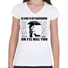 PRINTFASHION John Wick tacskó - Női V-nyakú póló - Fehér női póló