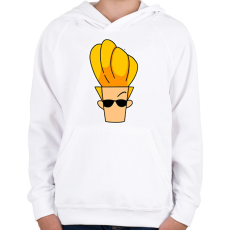 PRINTFASHION johnny bravo - Gyerek kapucnis pulóver - Fehér