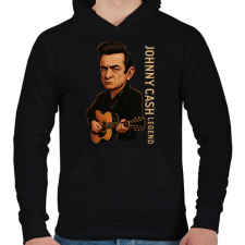 PRINTFASHION Johnny Cash Legend - Férfi kapucnis pulóver - Fekete férfi pulóver, kardigán