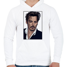 PRINTFASHION Johnny Depp - Férfi kapucnis pulóver - Fehér