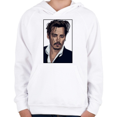 PRINTFASHION Johnny Depp - Gyerek kapucnis pulóver - Fehér