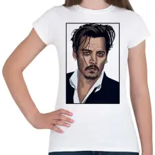 PRINTFASHION Johnny Depp - Női póló - Fehér női póló