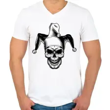 PRINTFASHION Joker koponya - Férfi V-nyakú póló - Fehér férfi póló