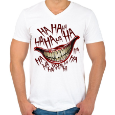 PRINTFASHION Joker Smile - Férfi V-nyakú póló - Fehér férfi póló