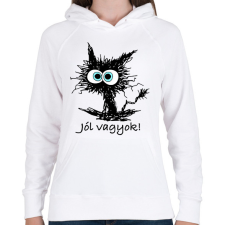 PRINTFASHION Jól vagyok - Női kapucnis pulóver - Fehér női pulóver, kardigán