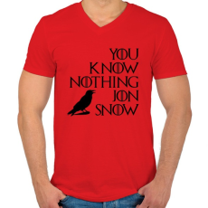 PRINTFASHION JON SNOW - Férfi V-nyakú póló - Piros