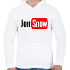 PRINTFASHION Jon Snow youtube - Férfi kapucnis pulóver - Fehér