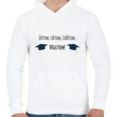 PRINTFASHION Jöttem, láttam, győztem, végeztem! - Férfi kapucnis pulóver - Fehér