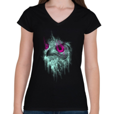 PRINTFASHION Józan ész - Női V-nyakú póló - Fekete