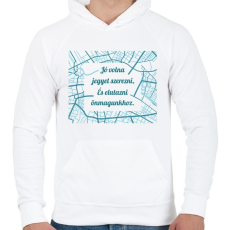 PRINTFASHION József Attila - Jó volna jegyet szerezni - Férfi kapucnis pulóver - Fehér