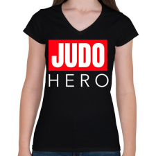 PRINTFASHION JUDO HERO - Női V-nyakú póló - Fekete női póló
