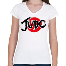 PRINTFASHION JUDO - Női V-nyakú póló - Fehér