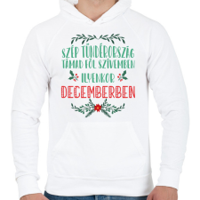 PRINTFASHION Juhász Gyula - Karácsony felé - Férfi kapucnis pulóver - Fehér férfi pulóver, kardigán