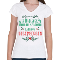PRINTFASHION Juhász Gyula - Karácsony felé - Női V-nyakú póló - Fehér