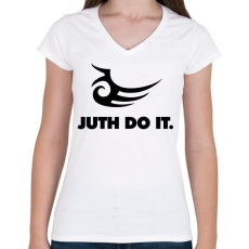 PRINTFASHION Juht do it - Női V-nyakú póló - Fehér