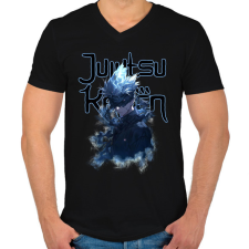 PRINTFASHION Jujutsu Kaisen Gojo - Férfi V-nyakú póló - Fekete férfi póló